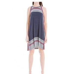 Max Studio Striped Sleeveless Dress - Navy and Gray